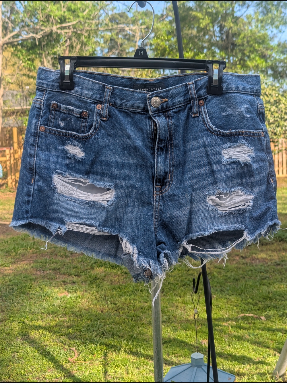 Aeropostale Women's Blue Distressed Denim Cutoff Shorts